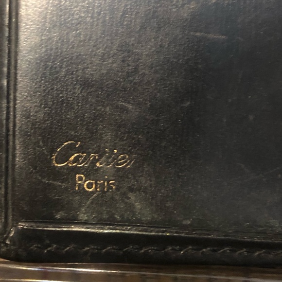 MCARTIER Black Leather Sapphire Gold Bifold Wallet Coin Pocket Made In France - Picture 8 of 17